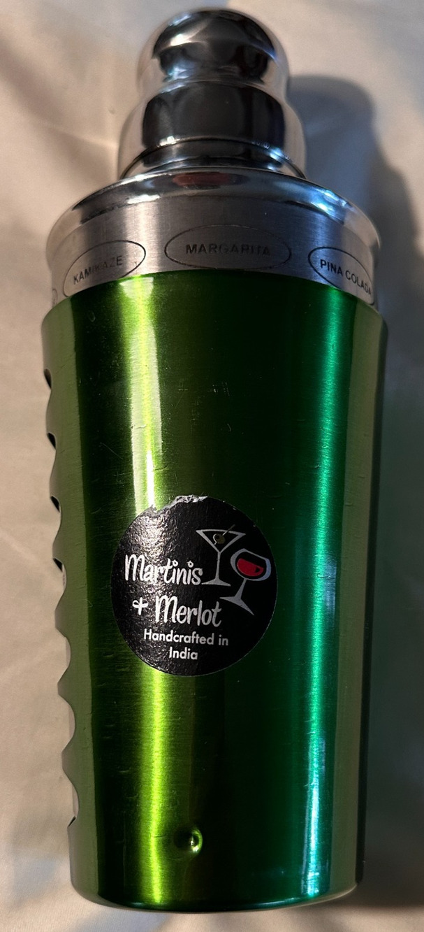 Martini and Merlot Green Rotating Recipe Cocktail Shaker